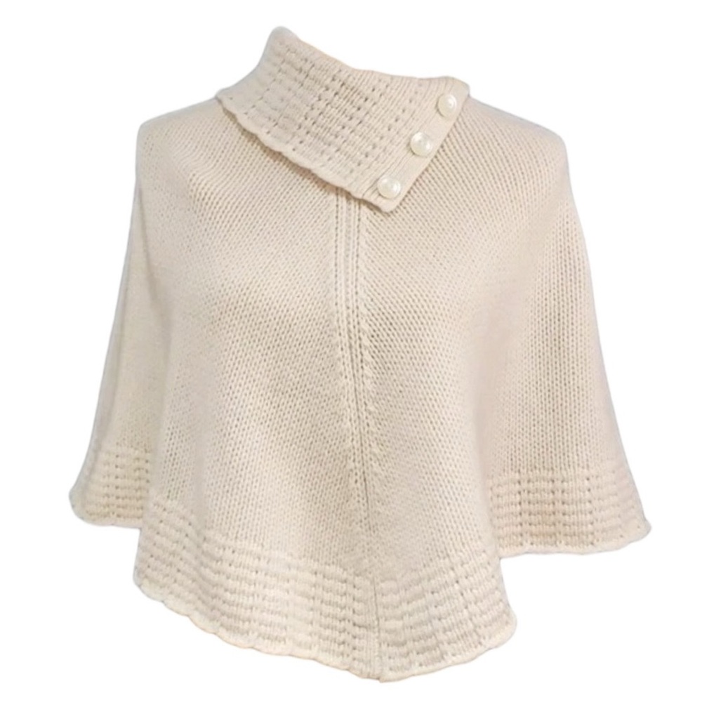 Gap Y2K Vintage 100% Lambs Wool Poncho Cape Shrug Sweater